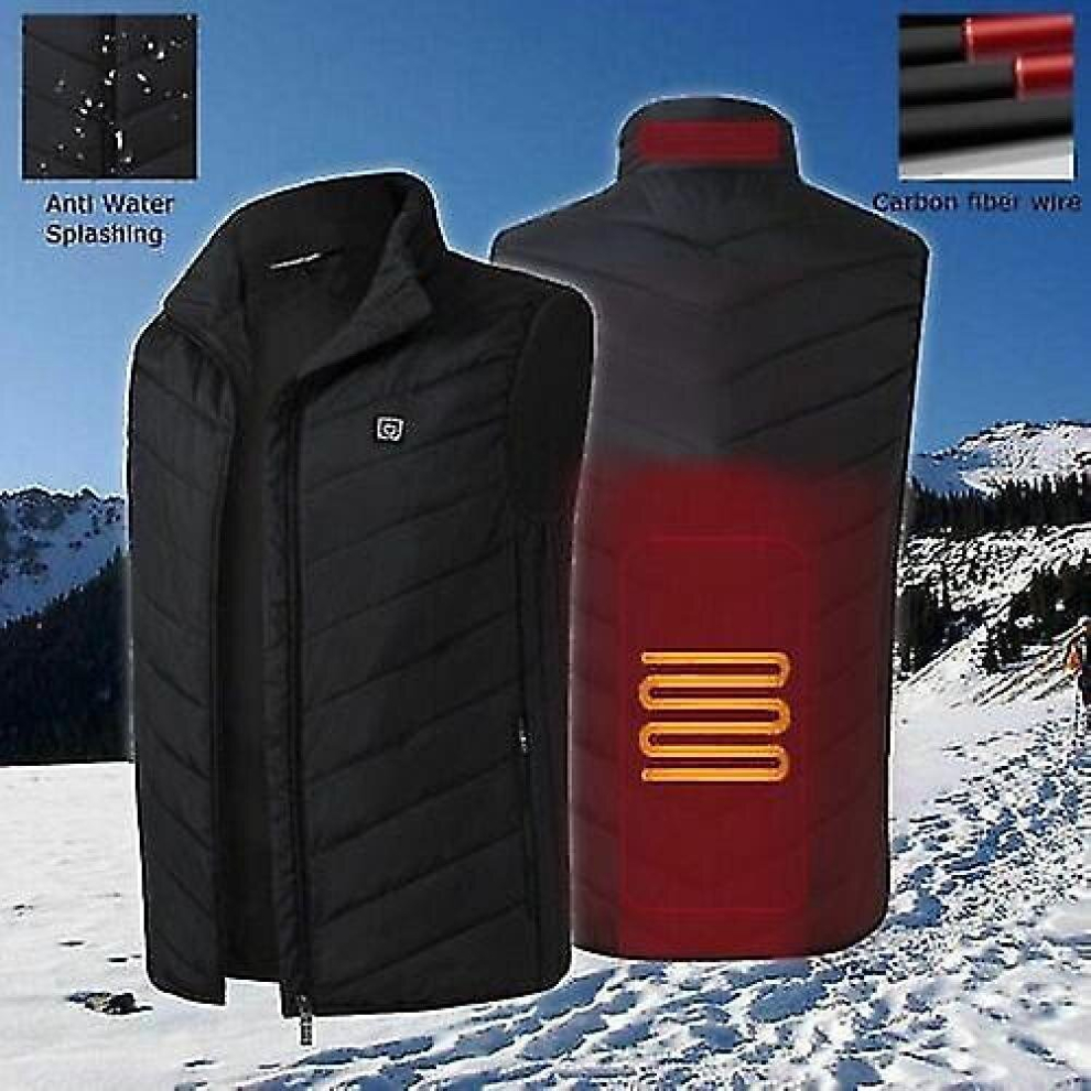 (M) Unisex Electric Usb Heated Vest Jacket Cloth Warm Up Heating Pad Body Warmer Washable Heated Gilet Heated Clothing, With 3 Levels Heat Settings, H