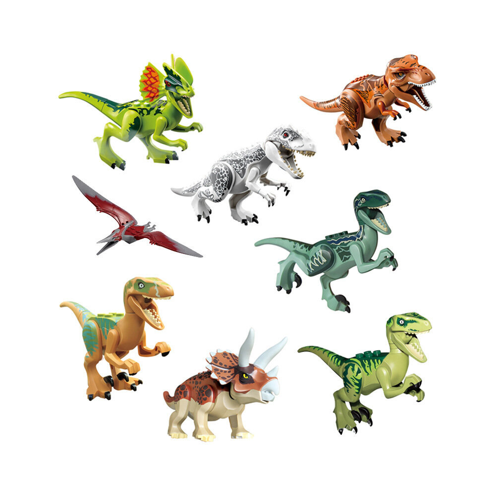 (77001 ) 8PCS Jurassic Dinosaur World Mini Figures Building Block Set Toys Fit for Lego