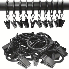 12pcs Metal Curtain Rings With Clips Bathroom Hangers Drapery Clips Rings Drapes 1 In Interior Diameter Hanging Clips Vintage Bathroom Accessories