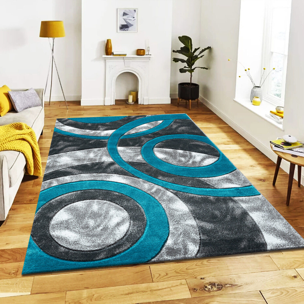 Shah Beddings Ltd (50X80cm, Teal) Modern Large Rugs For Living Room Bedroom Carpet Hallway Runner Rug Floor Mats Black