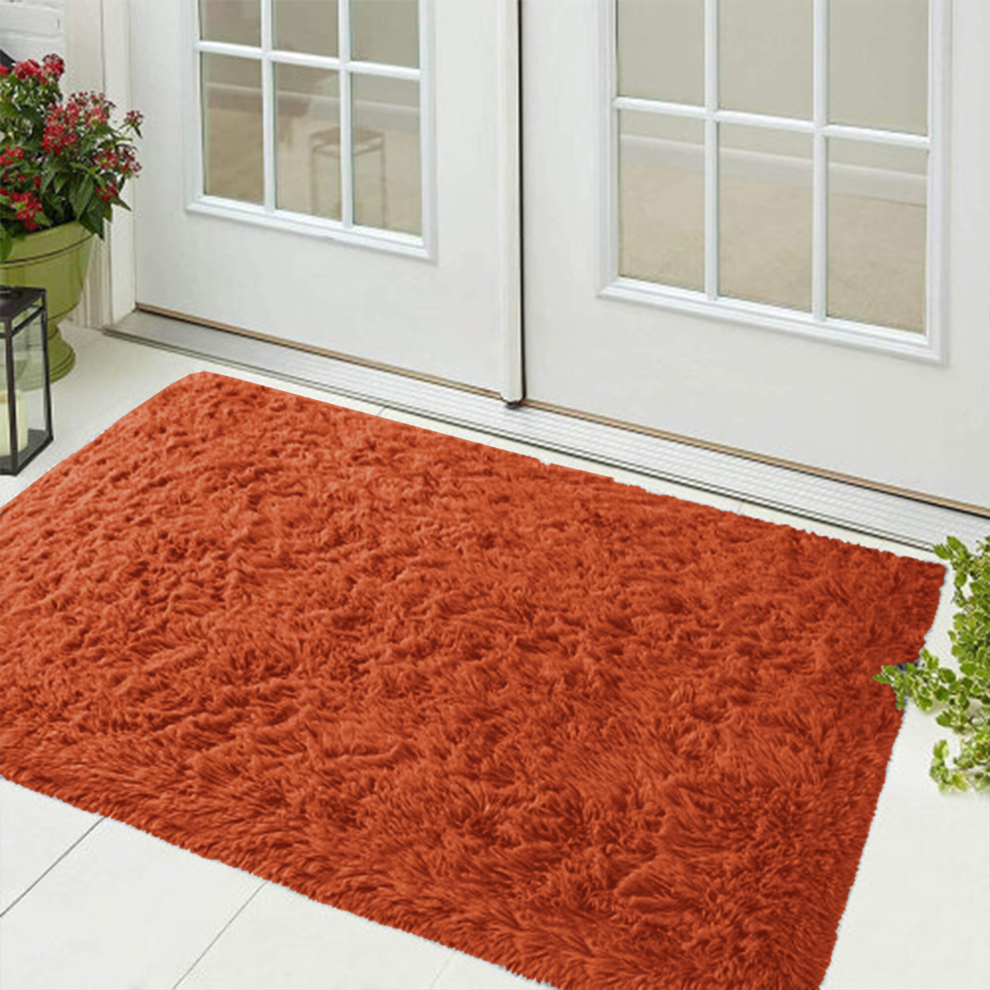 (Rust, 60 x 110 cm) Fluffy Rug Shaggy Runner Non-Slip Bath & Doormats