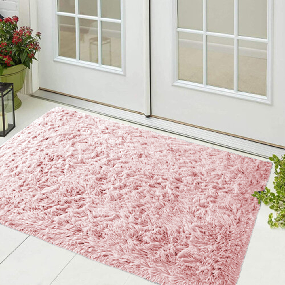 (Pink, 50 x 80 cm) Fluffy Rug Shaggy Runner Non-Slip Bath & Doormats