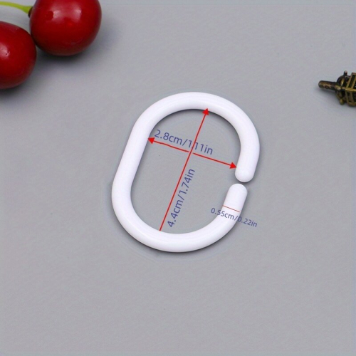 12pcs C shaped Curtain Ring Single Hook Shower Curtain Ring Plastic Hook Curtain Accessories Thickened Coarse Ring Shape