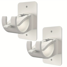 2PCS Upgraded No Drill Curtain Rod Bracket No Drilling Curtain Rod Holders Hooks Self Adhesive Curtain Rod Hooks Adjustable No Screw Curtain Hangers S