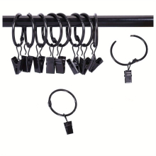 10 20pcs Rustproof Stainless Steel Curtain Rings with Clips and Hooks Easy Installation and Decorative Hangers for Tension Rod Bracket Vintage Finish