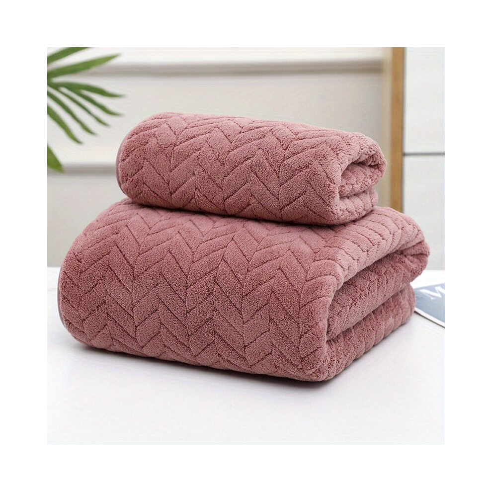2pcs High Coral Fleece Towel Set Quick Drying Absorbent and Soft for Bathroom and Home Use Includes 1 Bath Towel and 1 Hand Towel-image-OPC-PCP7RTH-NEW