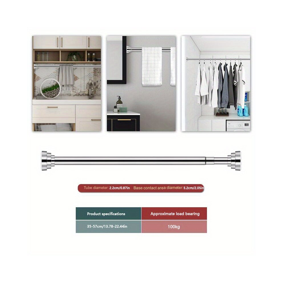 1PC Stainless Steel Telescopic Rod Bathroom Shower Curtain Rod Balcony Drying Rod Wardrobe Hanging Clothes Rod Door Window Hanging Curtain Rod Hanging-image-OPC-PCP7XWF-NEW