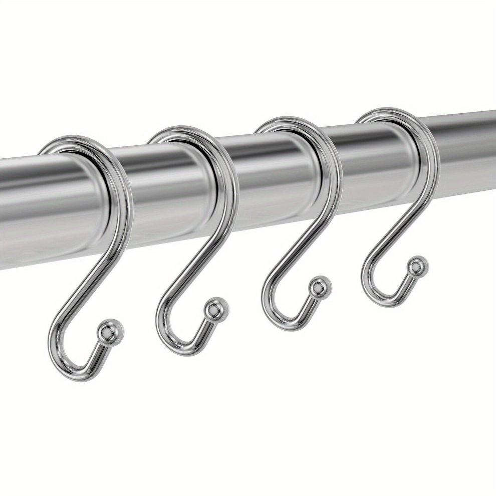 12Pcs Nickel Shower Curtain Hooks Rust Proof Shower Curtain Rings For Bathroom Set Of 12 S Shaped Decorative Shower Curtain Hooks Hangers For B Silver