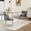 Living And Home Grey Velvet Tufted Dining Chair with Cushion 7