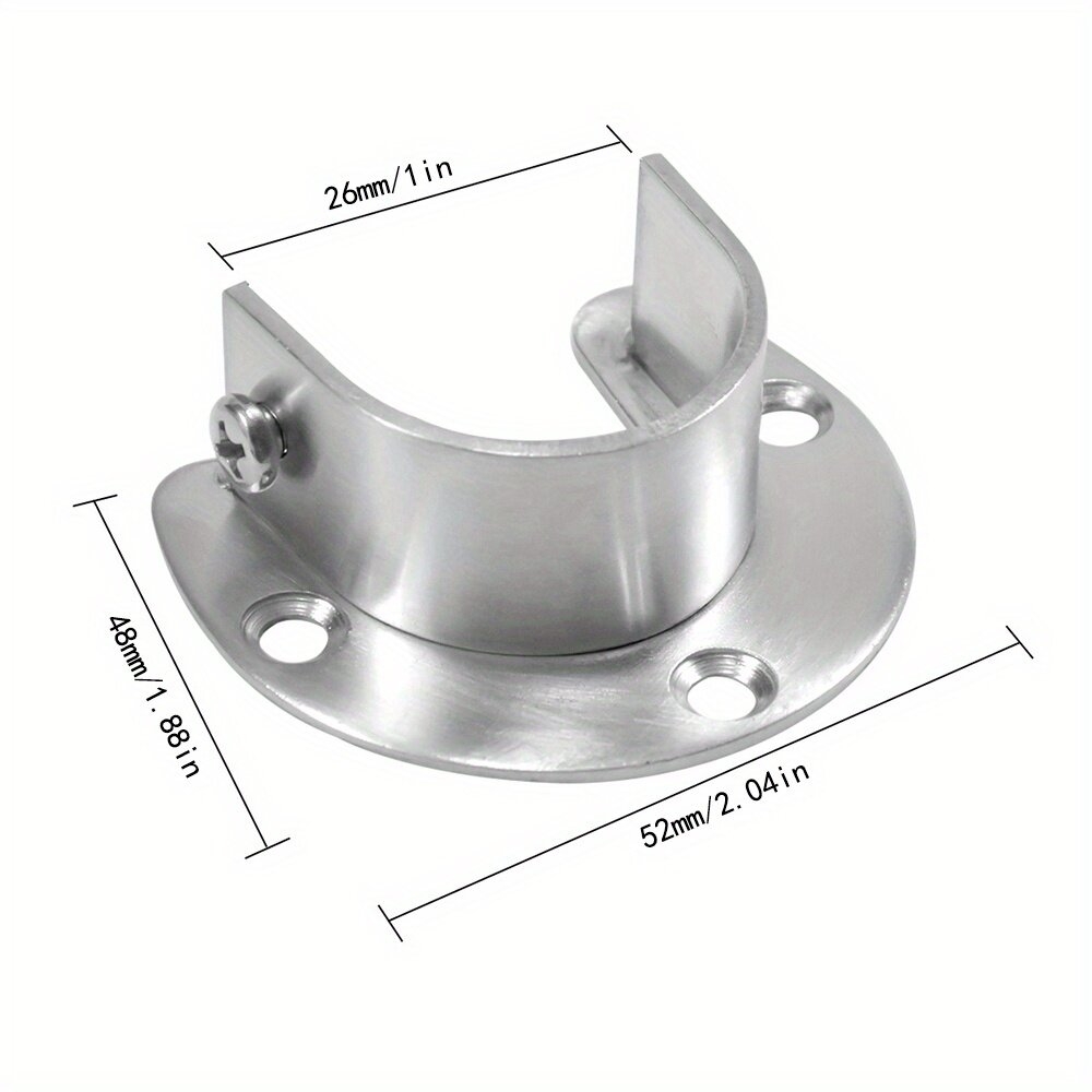 2pcs Closet Rod End Support Stainless Steel U Shaped Closet Pole