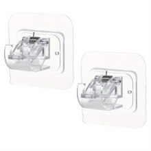 2pc Curtain Rod Brackets No Drilling Self Adhesive Curtain Rod Holders Nail Adjustable Curtain Rod Hooks Curtain Hangers For Bathroom Bathroom Hotel