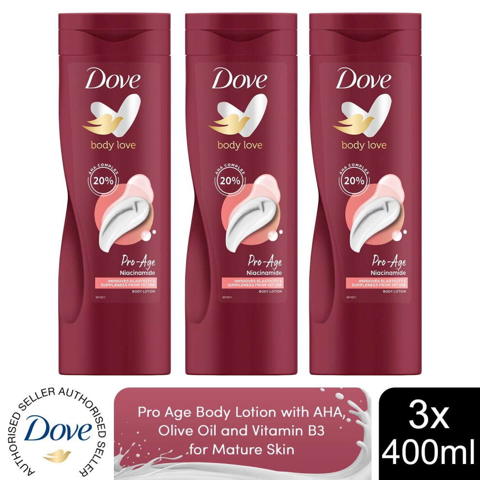 Dove Pro Age Body Lotion With Aha & Vitamin B3 For Mature Skin 3X400ml