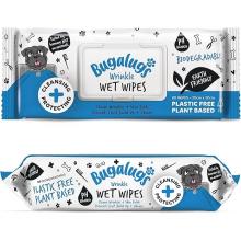BUGALUGS Wrinkle Dog Wipes for pawly skin - 80 Biodegradable dog grooming pet wipes. Use as Dog ear wipes, dog eye wipes, dog face wipes