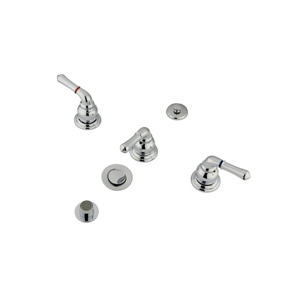 Three Handle Bidet Faucet With Brass Pop-Up 780475753778