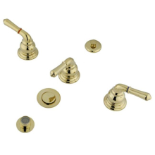 Three Handle Bidet Faucet with Brass Pop-up - Polished Brass