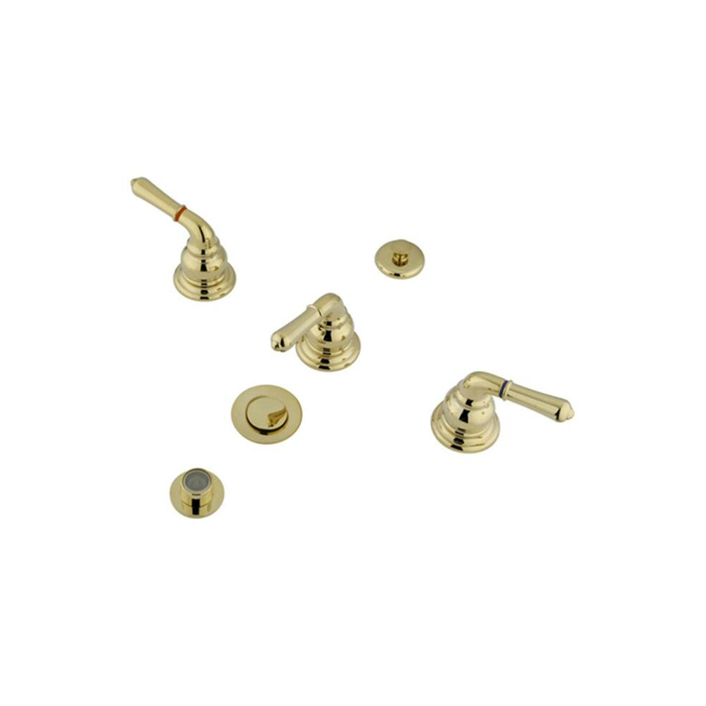 Three Handle Bidet Faucet With Brass Pop-Up - Polished Brass 780475755895