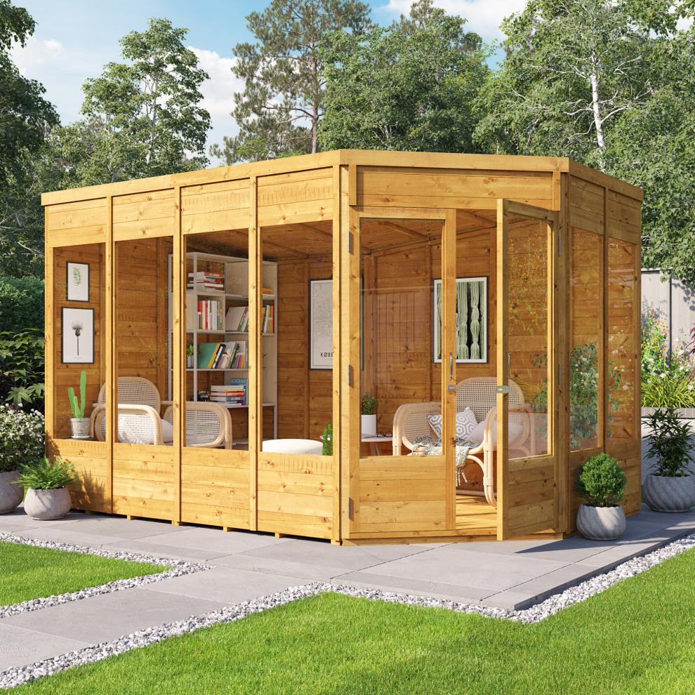 (11x7 - Doors on Right) Renna Tongue and Groove Corner Summerhouse