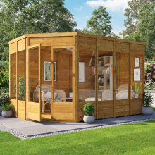 (11x7 - Doors on Left) Renna Tongue and Groove Corner Summerhouse