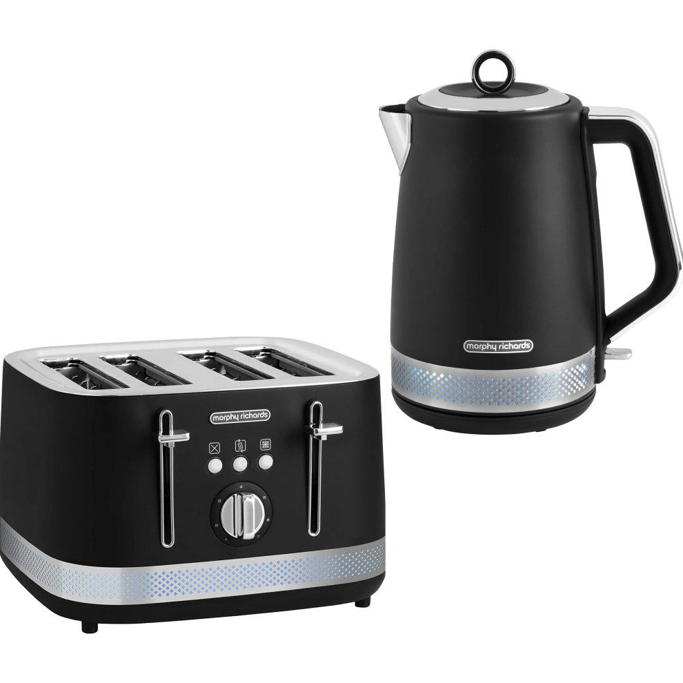 Morphy Richards Illumination Black Kettle & 4 Slice Toaster Set