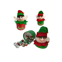 Red Christmas Elf Personalised Treat Box Gift Filled with Assorted Milk Chocolate Foil Wrapped Santa, Snowmen and Christmas Puddings