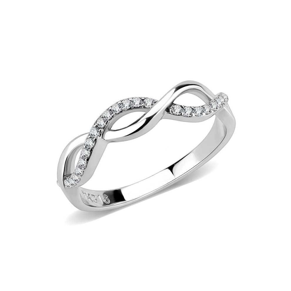Photos - Ring Women High Polished Stainless Steel  with AAA Grade CZ in Clear - Size 6