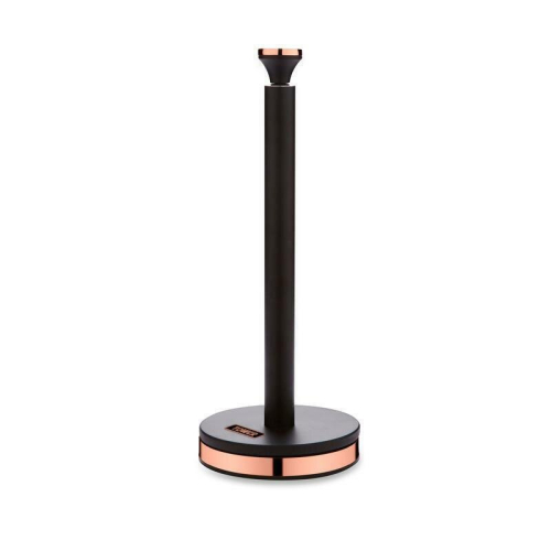 Tower Stylish Cavaletto BLACK & Rose Gold Kitchen Roll Holder Towel Pole