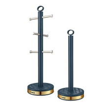 Tower Kitchen Empire Midnight Blue Kitchen Roll Towel Pole and 6 Cup Mug Tree