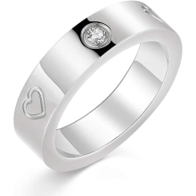 Love Friendship Ring 18K Gold Silver Rose Plated Cubic Zirconia Stainless Steel Promise Ring Wedding Band Jewelry Birthday Gifts for Women(silver-9)