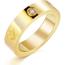 Love Friendship Ring 18K Gold Silver Rose Plated Cubic Zirconia Stainless Steel Promise Ring Wedding Band Jewelry Birthday Gifts for Women(gold-10)