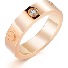 Love Friendship Ring 18K Gold Silver Rose Plated Cubic Zirconia Stainless Steel Promise Ring Wedding Band Jewelry Birthday Gifts for Women(rose-10)
