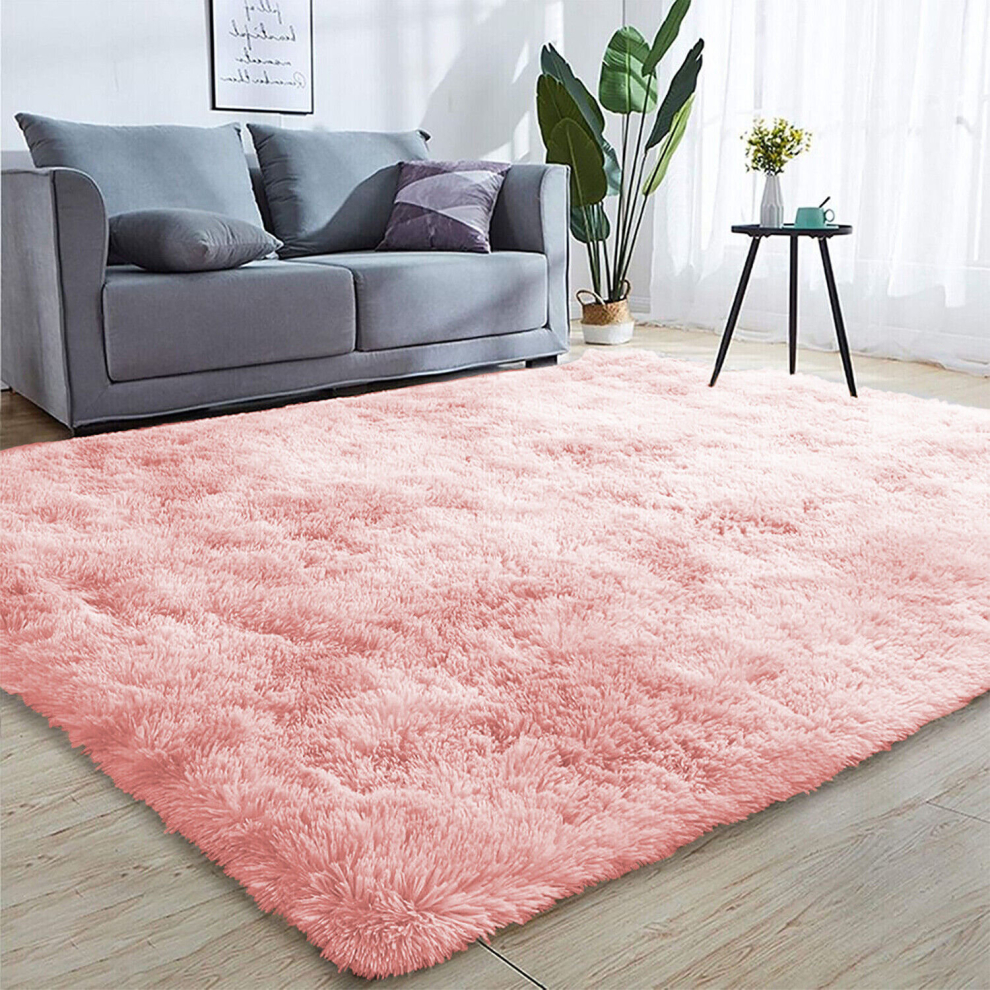 (160X230 CM, Pink ) Large Shaggy Rugs Living Room Carpet Runner Mat