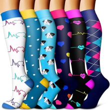 Copper Compression Socks for Women&Men(6 pairs)-Best Support for Nurses,Running,Hiking,Recovery White/Blue/Blue/Black/Black/Navy-Large-X-Large