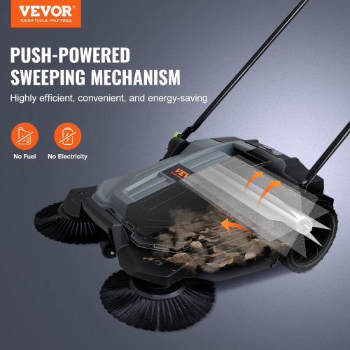 VEVOR VEVOR Walk-behind Hand Push Floor Sweeper 25.6" Width 5 Gallon Waste Container 1