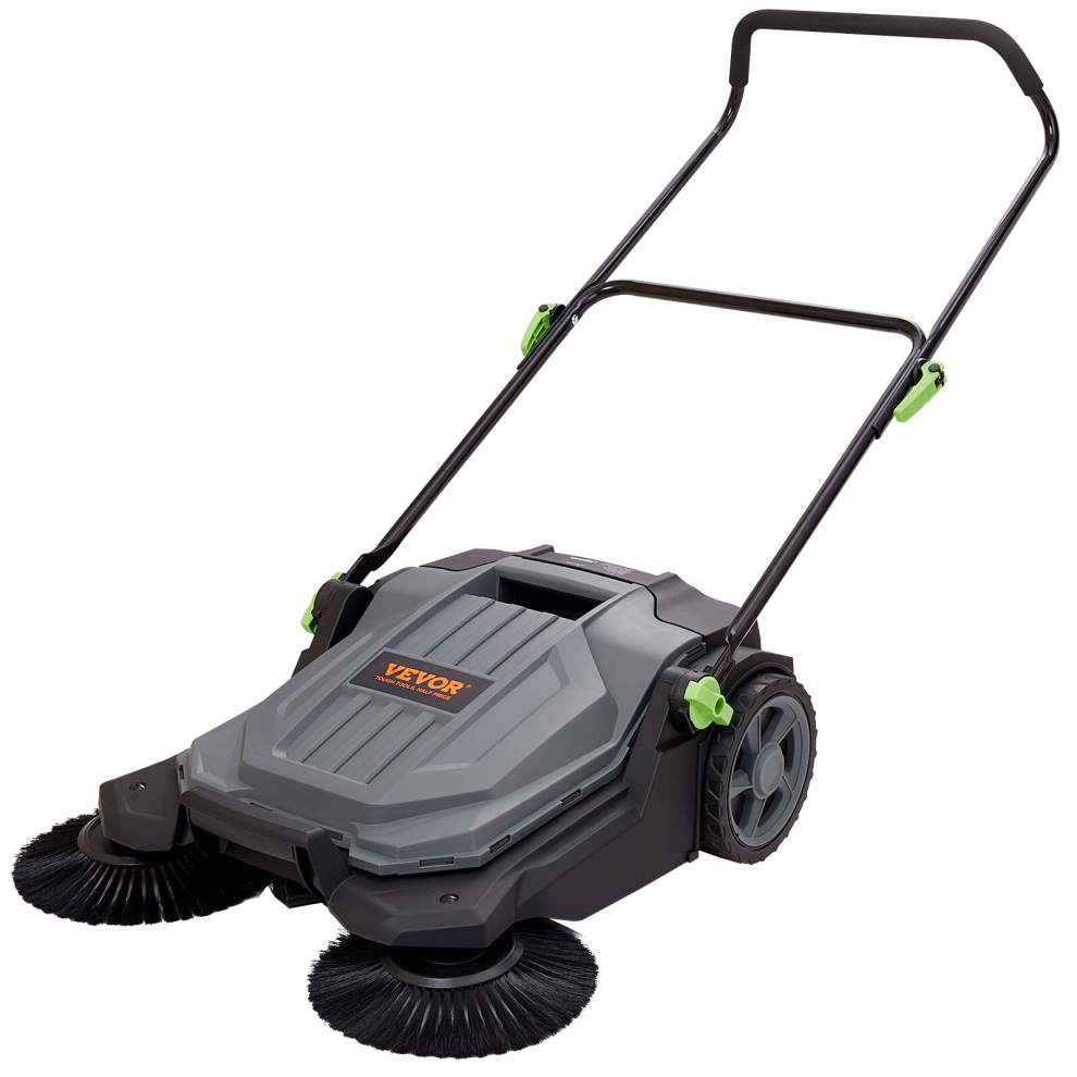 VEVOR Walk-behind Hand Push Floor Sweeper 25.6" Width 5 Gallon Waste Container
