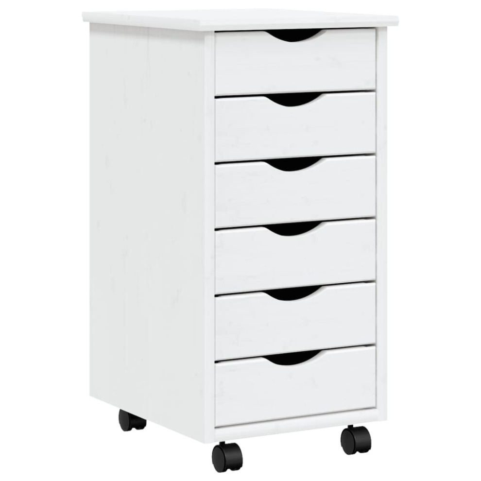 Vidaxl (, 34 X 39 X 65.5 Cm) Rolling Cabinet With Drawers Mobile File Cabinet Solid Wood Pine Moss White