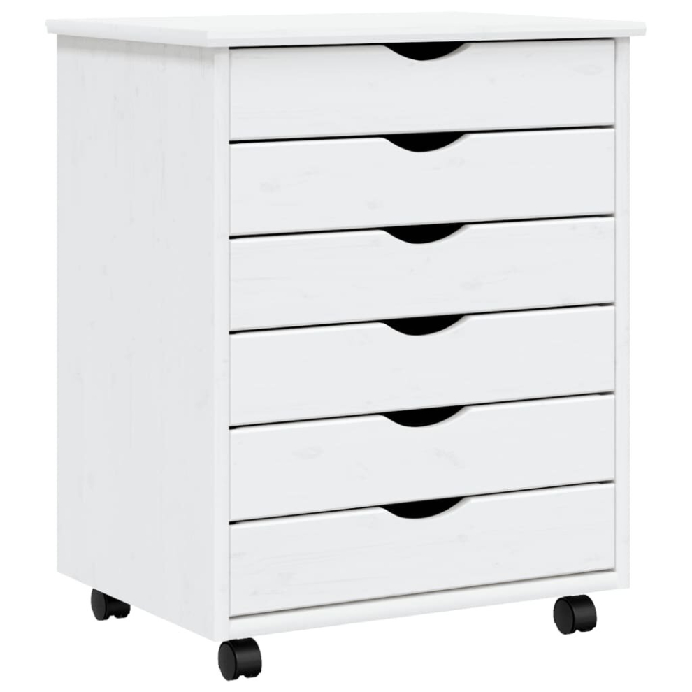 Vidaxl (, 53 X 39 X 65.5 Cm) Rolling Cabinet With Drawers Mobile File Cabinet Solid Wood Pine Moss White