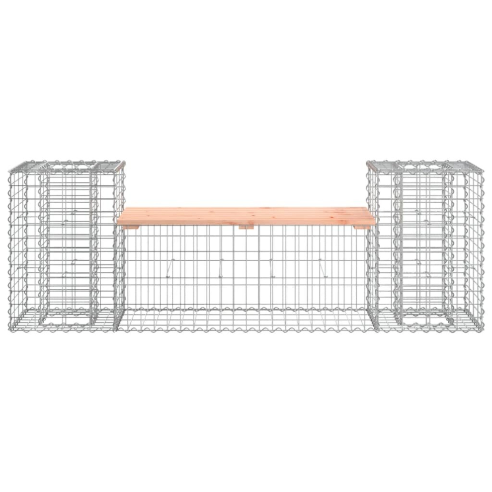 Vidaxl (Brown) Garden Bench Wooden Outdoor Bench Seat Gabion Design Solid Wood Pine