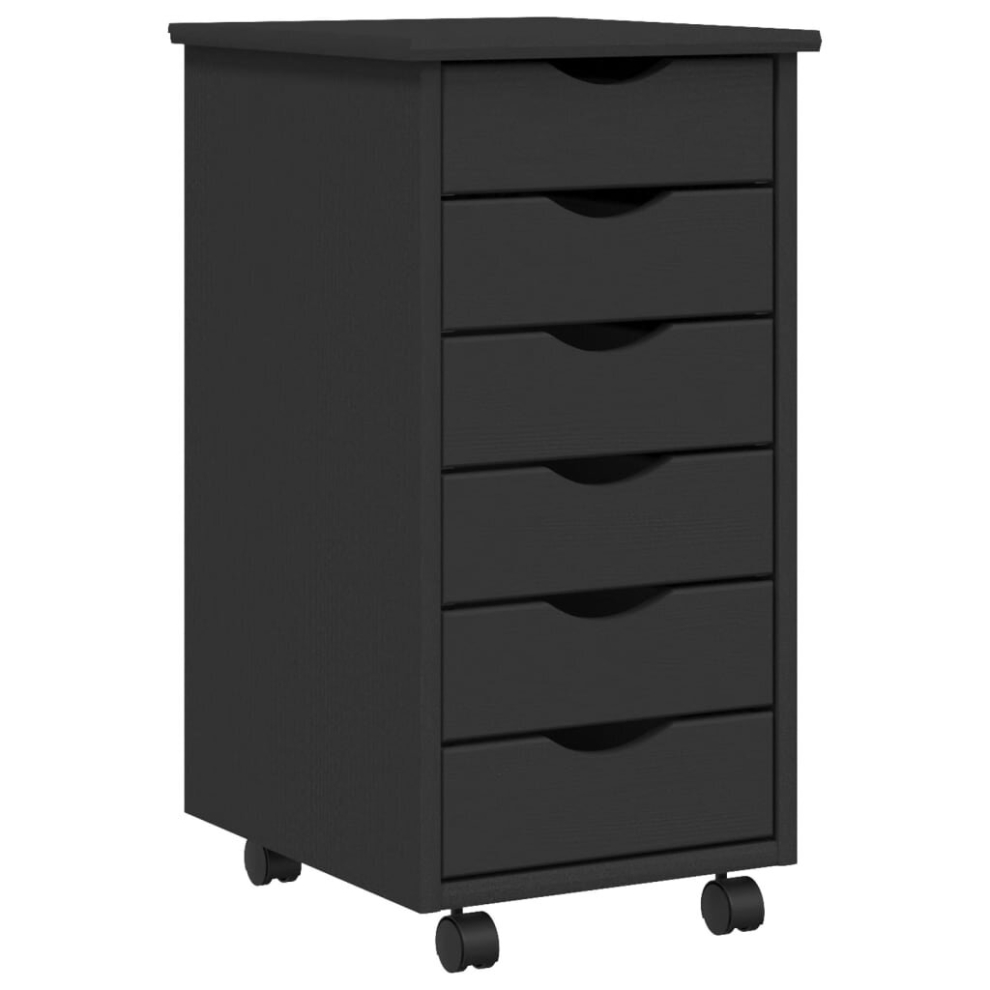 Vidaxl (, 34 X 39 X 65.5 Cm) Rolling Cabinet With Drawers Mobile File Cabinet Solid Wood Pine Moss Grey