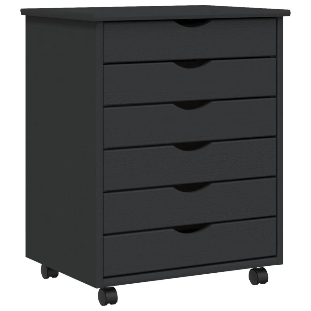 Vidaxl (, 53 X 39 X 65.5 Cm) Rolling Cabinet With Drawers Mobile File Cabinet Solid Wood Pine Moss Grey