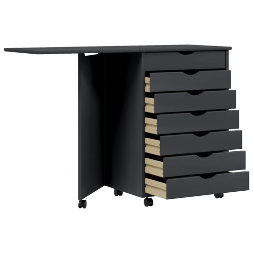 VidaXL (grey) vidaXL Rolling Cabinet with Desk Mobile File Cabinet Solid Wood Pine MOSS 2