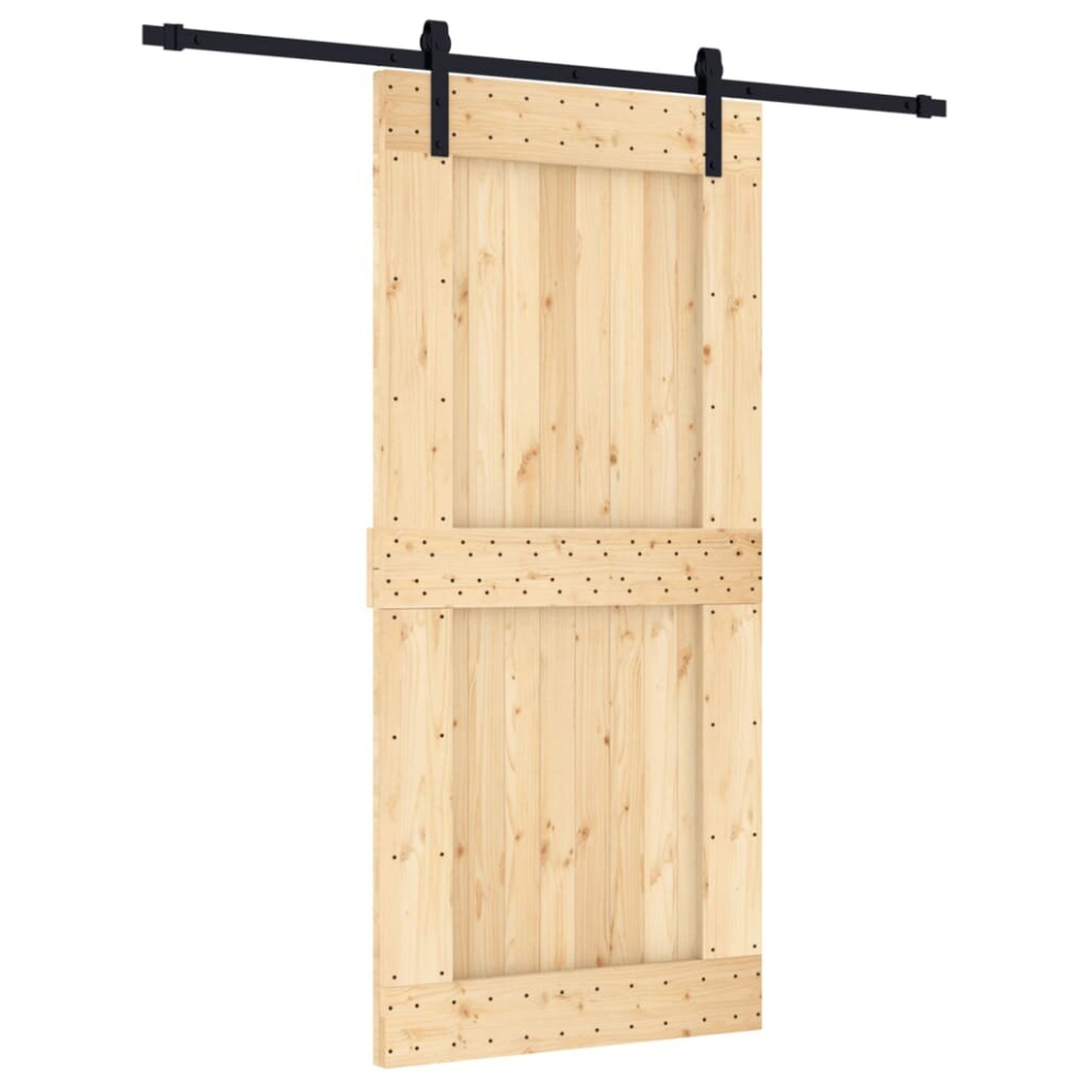 vidaXL Sliding Door Barn Door with Hardware Set Interior Door Solid Wood Pine