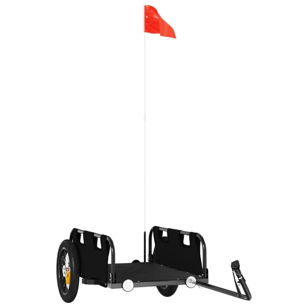 Vidaxl () Cargo Bike Trailer Bike Wagon Trolley Cart Oxford Fabric And Iron Black/Red