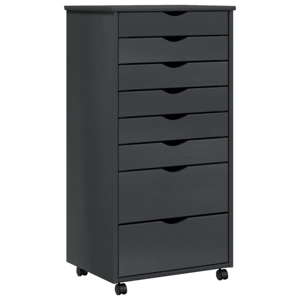 Vidaxl (Grey, 53 X 39 X 103 Cm) Rolling Cabinet Office Cabinet With Drawers White Solid Wood Pine Moss