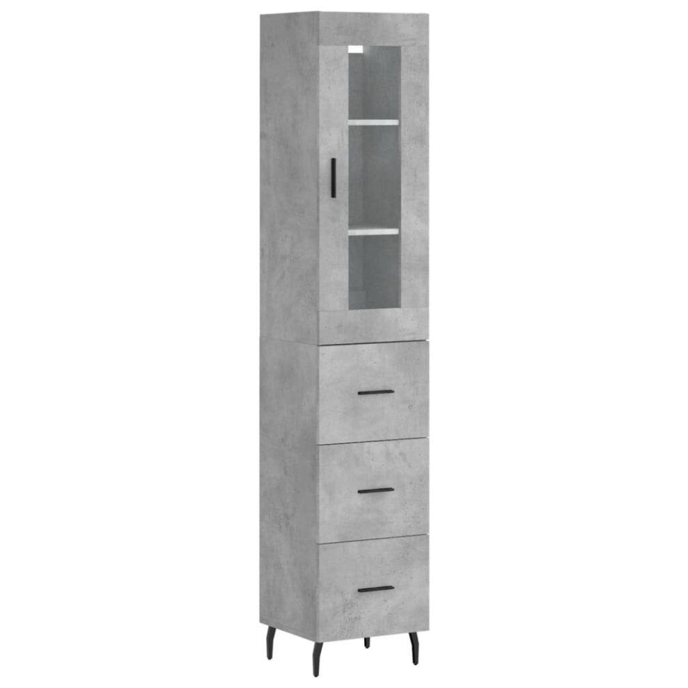 Vidaxl (Concrete ) Highboard Sideboard Cupboard Side Board Storage Cabinet Engineered Wood Grey