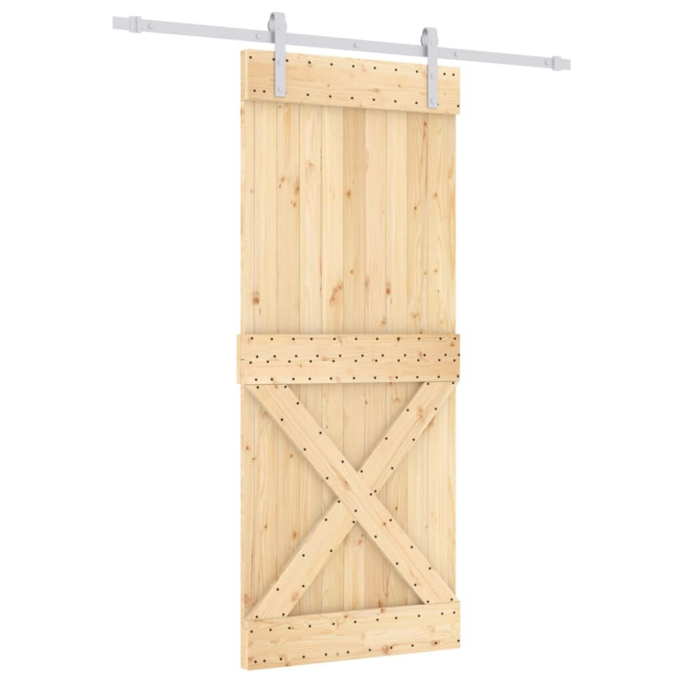 vidaXL Sliding Door Barn Door with Hardware Set Interior Door Solid Wood Pine