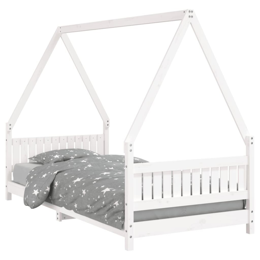 Vidaxl (White, 90 X 200 Cm) Kids Bed Frame Bedstead Wooden Bed Base White 90X200 Cm Solid Wood Pine