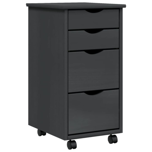 VidaXL (grey) vidaXL Rolling Cabinet Office Cabinet with Drawers Grey Solid Wood Pine MOSS