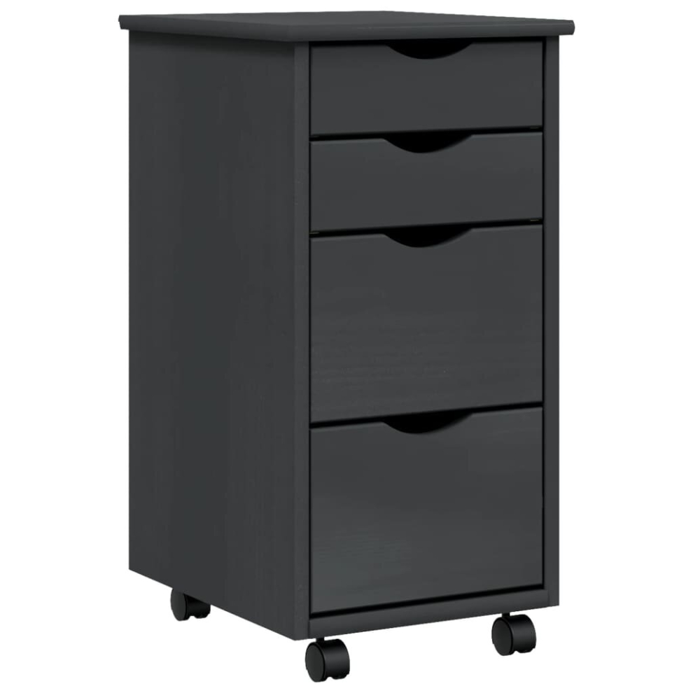 Vidaxl (Grey) Rolling Cabinet Office Cabinet With Drawers Solid Wood Pine Moss Grey