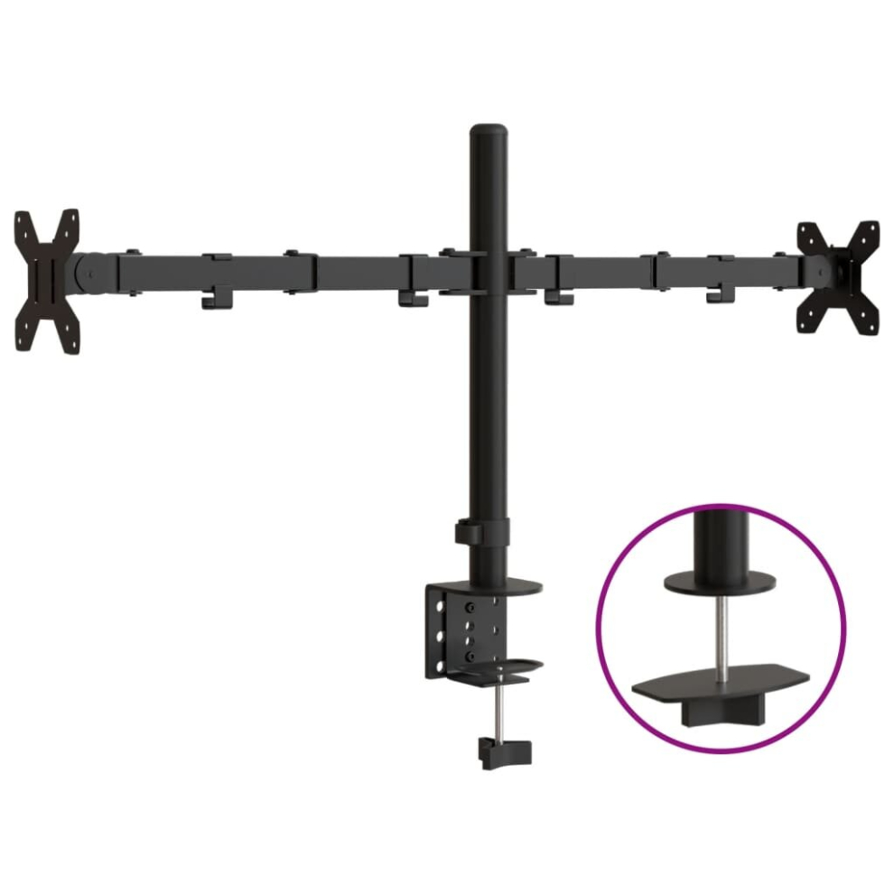 (dual) vidaXL Dual Monitor Stand Desk Mount Monitor Mount Black Steel VESA 75/100 mm