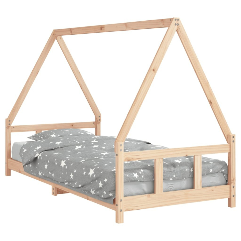 Vidaxl (Brown, 90 X 200 Cm) Kids Bed Frame Bedstead Wooden Bed Base Black 80X200 Cm Solid Wood Pine